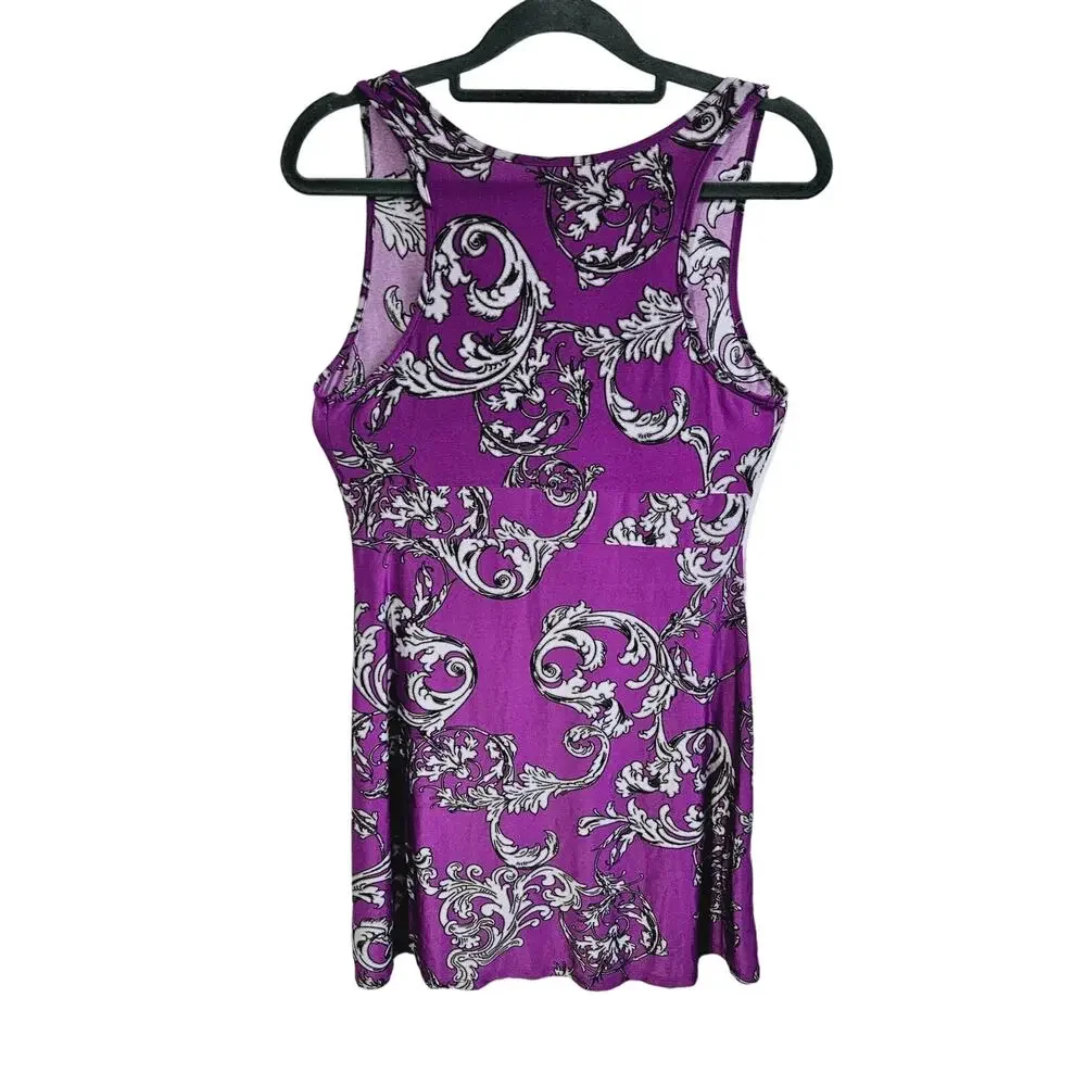 Gilligan & OMalley Women's S Crossover Front Sleepwear Tank Dress Purple Floral